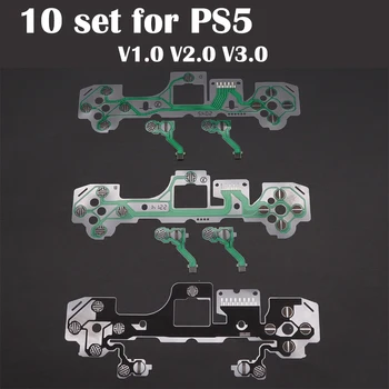 10 комплектов сменных кнопок контроллера, ленты, печатной платы для контроллера Dualsense 5 PS5, проводящей пленки, гибкого кабеля клавиатуры.