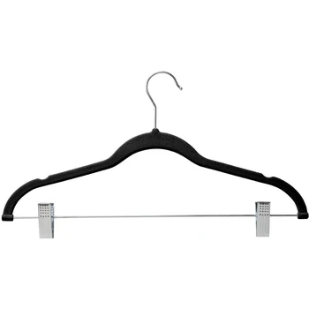 10 упаковок вешалок для одежды с зажимами Черные бархатные вешалки Используются для юбок и вешалок для одежды, вешалка для брюк Ультратонкая, не скользит