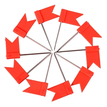 100 Булавок для карты в форме флага Пробковая доска объявлений Булавки для рисования Нажимной штифт красный