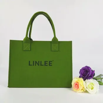 100 шт./лот, портативный зеленый войлочный материал, Многоразовые и прочные сумки на заказ, роскошные сумки для хранения одежды, сумки для покупок