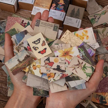 100шт Коллекция старинных книг с растительной бабочкой, Крафт-бумага, мини-поздравительная открытка, открытка, материал для украшения своими руками, ретро-карта LOMO