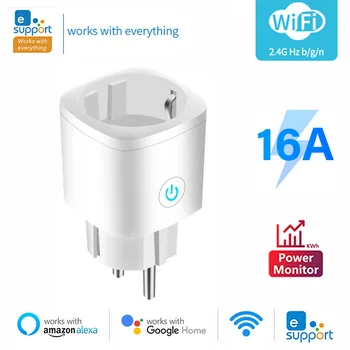16A EU eWeLink Wifi Smart Plug WiFi Bluetooth Двухрежимная Умная Розетка с Синхронизацией и Измерением Мощности Работает С Alexa Google Home Ewelink