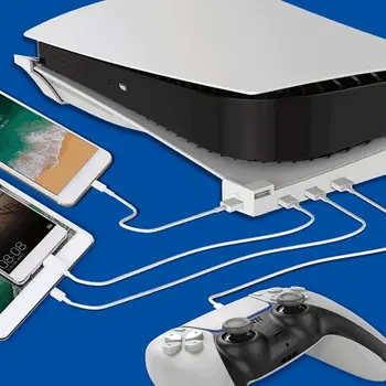 1x Горизонтальный кронштейн для хранения игровых хостов с 4 USB-портами для PS5
