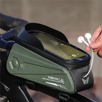 1шт Водонепроницаемый сенсорный экран EVA Hard Shell Велосипедная сумка для верхней трубки Передняя балка Чехол для телефона для горного велосипеда дорожный велосипед