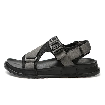 2019 Модные летние мужские сандалии на плоской подошве, мягкие износостойкие пляжные и уличные сандалии, удобные уличные тапочки