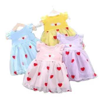 2021 Новое летнее праздничное платье-пачка принцессы для новорожденных девочек, газовое платье с мультяшным принтом, хлопковое платье, одежда от 0 до 5 лет