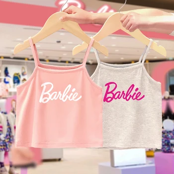 2023 Летние милые слинги для девочек Barbie, кавайные Мягкие детские топы, детский хлопковый крутой эластичный универсальный жилет, ежедневные подтяжки, подарки