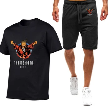 2023 Новая мужская футболка с принтом Thunderdome, Удобная хлопковая повседневная спортивная футболка Harajuku с коротким рукавом, топы, Модные спортивные брюки, костюм