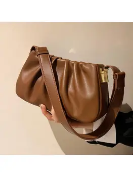 2023 Новая ретро-маленькая плиссированная женская сумка через плечо из искусственной кожи подмышками, зимняя сумочка и кошелек, складная сумка через плечо