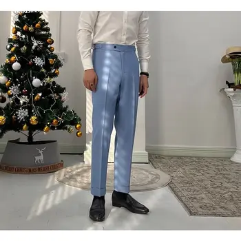 2023 Прямые Деловые Повседневные Мужские брюки для костюма, Высококачественные дизайнерские Весенне-осенние Элегантные Мужские брюки для отдыха, Длинные Официальные брюки C83