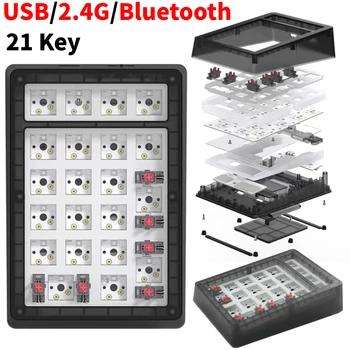 21 Клавиша цифровой клавиатуры с возможностью горячей замены Мини-механическая клавиатура DIY Kit Type C Проводная/Bluetooth/2.4 G 3 режима RGB подсветки для портативных ПК
