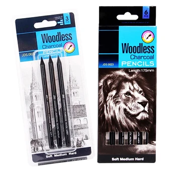 3/6шт Профессиональная ручка для рисования эскизами из чистого углерода, рисование без дерева, инструмент для рисования угольным карандашом, Поставка для рисования