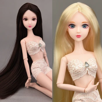 3D Eyes Nude Naked Оригинал 1/6 XINYI Doll/Золотисто-коричневые Длинные Волосы 14 Подвижных Суставов /Для DIY 1/6 BJD Куклы игрушки для девочек