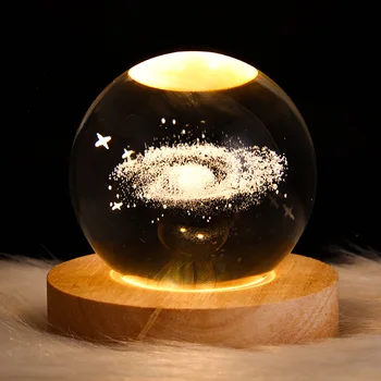 3D светодиодный светящийся кристалл Луна Галактика Проектор Ночник Новинка Настольная лампа Декор спальни День Святого Валентина Подарки детям на День рождения