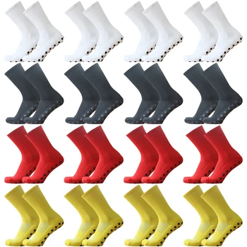 4 пары дышащих футбольных носков для спорта на открытом воздухе среднего размера, новые шестигранные силиконовые нескользящие носки для тренировок по футболу