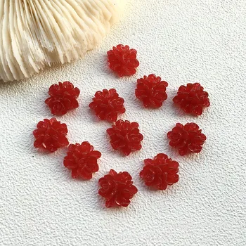 5шт винтажные лепестки цветов бордовой малины из смолы для изготовления ювелирных изделий своими руками