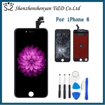 AAA + ++ ЖК-дисплей белого и черного цветов Для iPhone 6 Замена Сенсорного Экрана Без Битых Пикселей + Закаленное Стекло + Инструменты + TPU