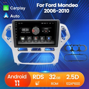 Android 11 Универсальная навигация Автозвук Auto + Carplay для Ford Mondeo 2006-2010 GPS Трек Стерео видеоплеер Радио RDS FM BT