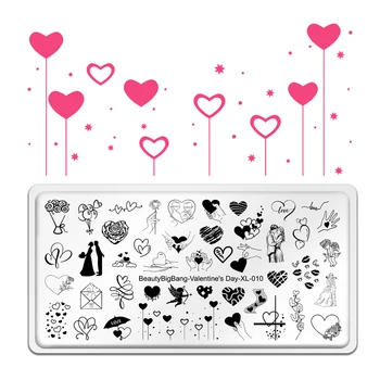 BeautyBigBang 2023 Пластины Для Стемпинга Ногтей на День Святого Валентина На тему Розы И Любви Шаблоны для нейл-арта Инструменты для Трафаретного Дизайна ногтей