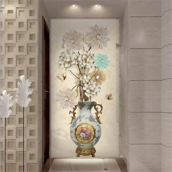 beibehang Обои на заказ модные 3D фотообои стерео цветущая богатая ваза фон для входа обои фреска papel de parede