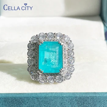 Cellacity Классическое Бразильское кольцо с турмалином Параиба для очаровательной леди с крупным камнем 10*14 для свадебной вечеринки изысканные ювелирные изделия