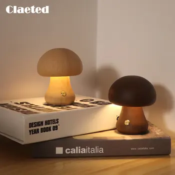 Claeted деревянный Гриб прикроватная настольная лампа Сенсорный выключатель модули светодиодные милый ночник для детей спальня для спальни ночные светильники