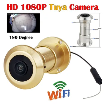 HD 1080P Камера Tuya Door Eye Camera 180 Dgree Широкоугольный Глазок Ночного Видения Mini Cat Eye Door Wifi Двусторонний Голосовой Домофон P2P cam