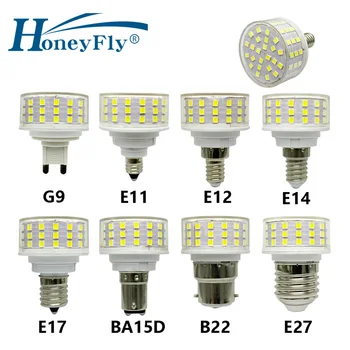 HoneyFly 2шт Светодиодная Кукурузная Лампа AC85-265V G9/E11/E12/E14/E17/E27/B22/BA15D 10 Вт 1000ЛМ 72шт 2835 Бусин Керамическая Грибная Лампа