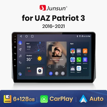 Junsun V1 AI Voice Wireless CarPlay Android Авторадио для УАЗ Патриот 3 2016 2017-2021 4G Автомобильный Мультимедийный GPS 2din автомагнитола