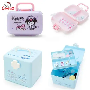 Kawaii Sanrios Коробка Для Хранения Hello Kittys Cinnamoroll Kuromi Мультфильм Аниме Милая Портативная Коробка Для Дозирования Таблеток Коробка Для Хранения Таблеток Подарок
