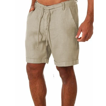 KB 2023 Новые мужские хлопчатобумажные льняные шорты, брюки, мужские летние дышащие однотонные льняные брюки, уличная одежда для фитнеса S-3XL