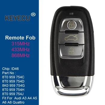 KEYECU 3 Кнопки Smart Remote Брелок Для Ключей Audi A4 A5 Q5 Без Ключа 8T0959754C 8K0959754G 8T0959754D 8T0959754J 8K0959754H
