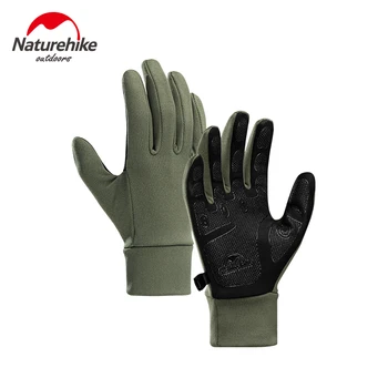 Naturehike Для мужчин и женщин, для занятий спортом на открытом воздухе, теплые силиконовые нескользящие перчатки с сенсорным экраном, велосипедные перчатки для скалолазания на полный палец.