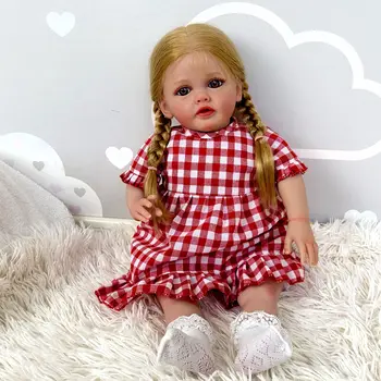 NPK 24-дюймовая Возрожденная девочка-малышка Бетти Мягкая Ткань Для укоренения светлых Волос Высококачественная Кукольная 3D-кожа ручной росписи