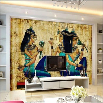 papel de parede Пользовательские обои египетский фараон фреска телевизор диван гостиная европейский фон обои декоративная роспись