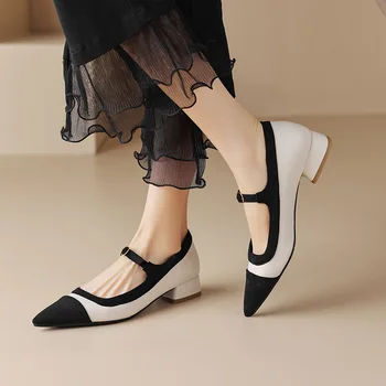 Phoentin/ Женская обувь с острым носком, лето 2023, туфли-лодочки с перекрестными ремешками на низком каблуке в стиле пэчворк, разноцветные женские туфли-лодочки, большой размер 42 фута 2436