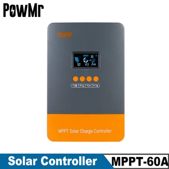 PowMr MPPT 60A Контроллер Солнечного Зарядного Устройства 12V 24V 36V 48V Auto Lifepo4 Зарядное Устройство Регулятор Солнечной Панели Максимальный Фотоэлектрический Вход 160VDC
