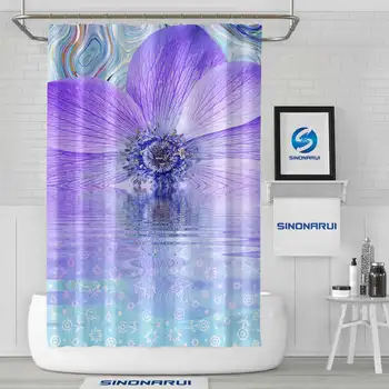 Sinonarui Фиолетовый Цветочный дизайн, Водонепроницаемые занавески для душа из экологически чистой полиэфирной ткани для украшения ванной комнаты