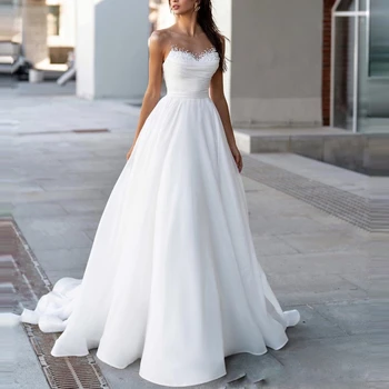 SONDR/ Белые платья невесты без бретелек, сшитые на заказ, свадебное платье из тюля трапециевидной формы, вечернее платье Robe De Mariée для новобрачных