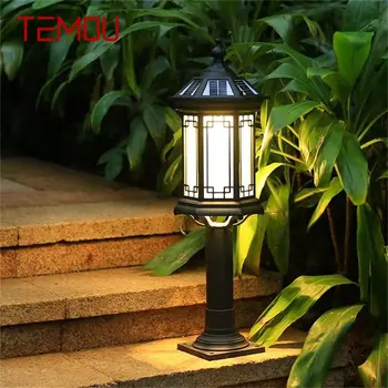 TEMOU Black Solar Lawn Lamp Outdoor Retro LED Водонепроницаемый Классический Светильник для Дома, Виллы, Сада, Солнечной