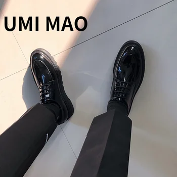 UMI MAO/ Мужская обувь из яркой кожи в Корейском стиле, Трендовая Новая Обувь с низким берцем на толстой подошве, Кожаная Британская Повседневная Универсальная Мужская обувь Y2K