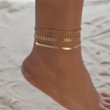 VAGZEB, Новые модные браслеты с цепочками золотого цвета для женщин, Пляжные украшения для ног, Браслеты с цепочками для ног, Подарки для женщин