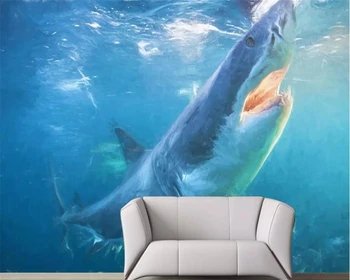 wellyu Изготовленная на заказ крупномасштабная фреска с ручной росписью обои с акулами подводный мир ТВ фон обои 3d фреска Papel de parede
