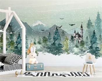Wellyu Пользовательские обои скандинавский минимализм ручная роспись замка лесное животное детская комната весь дом фон настенная роспись