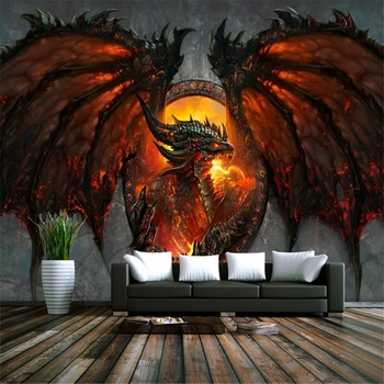 wellyu Пользовательские фоновые фото обои, настенная роспись, телевизор в гостиной, картина с мультяшным драконом, 3D большие настенные обои