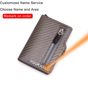 ZOVYVOL Custom Graving Carbon Fiber Card Holder Wallet ID Мужчины Rfid Волшебный Кожаный Тонкий Смарт-Кошелек Зажимы Для Денег Сумка Для Монет Кошелек