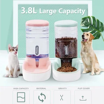 Автоматические кормушки для домашних кошек объемом 3,8 л, Фонтан для воды для кошек, Пластиковая бутылочка для воды для собак, Миски для кормления, Диспенсер для воды для кошек