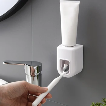 Автоматический дозатор зубной пасты, Пылезащитный настенный дозатор зубного крема, съемные пластиковые аксессуары для ванной комнаты без перфорации