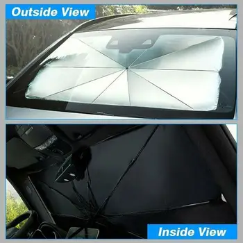 Автомобильный портативный автоматический солнцезащитный козырек Серебристый солнцезащитный козырек на лобовое стекло Анти-УФ Складной автомобильный зонт Складной автомобильный козырек
