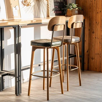 Барные стулья из массива дерева в скандинавском стиле, кухонные барные стулья в американском ретро стиле, креативная спинка, Ресторанная мебель Cadeiras De Jantar, WZ